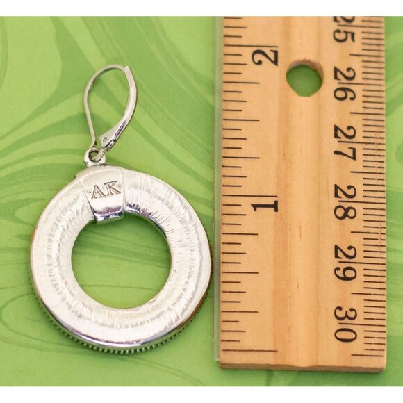 Vintage Shiny Silver Tone Ring Serpent Dangle Earrings by AK - W5 - Picture 2 of 2